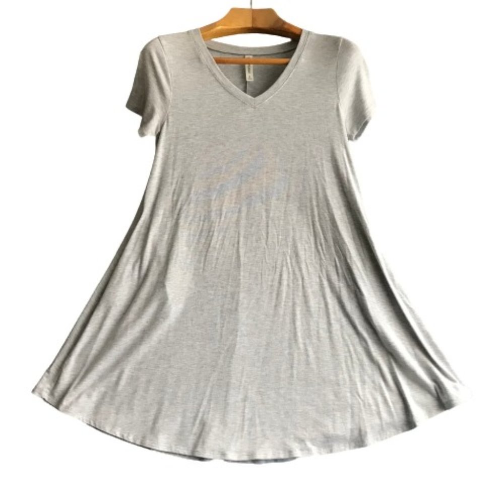 Zenana Premium Grey Stretch V-neck Pocket Tunic